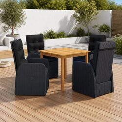 Durable 5-Piece Black Garden Dining Set for Outdoor Use