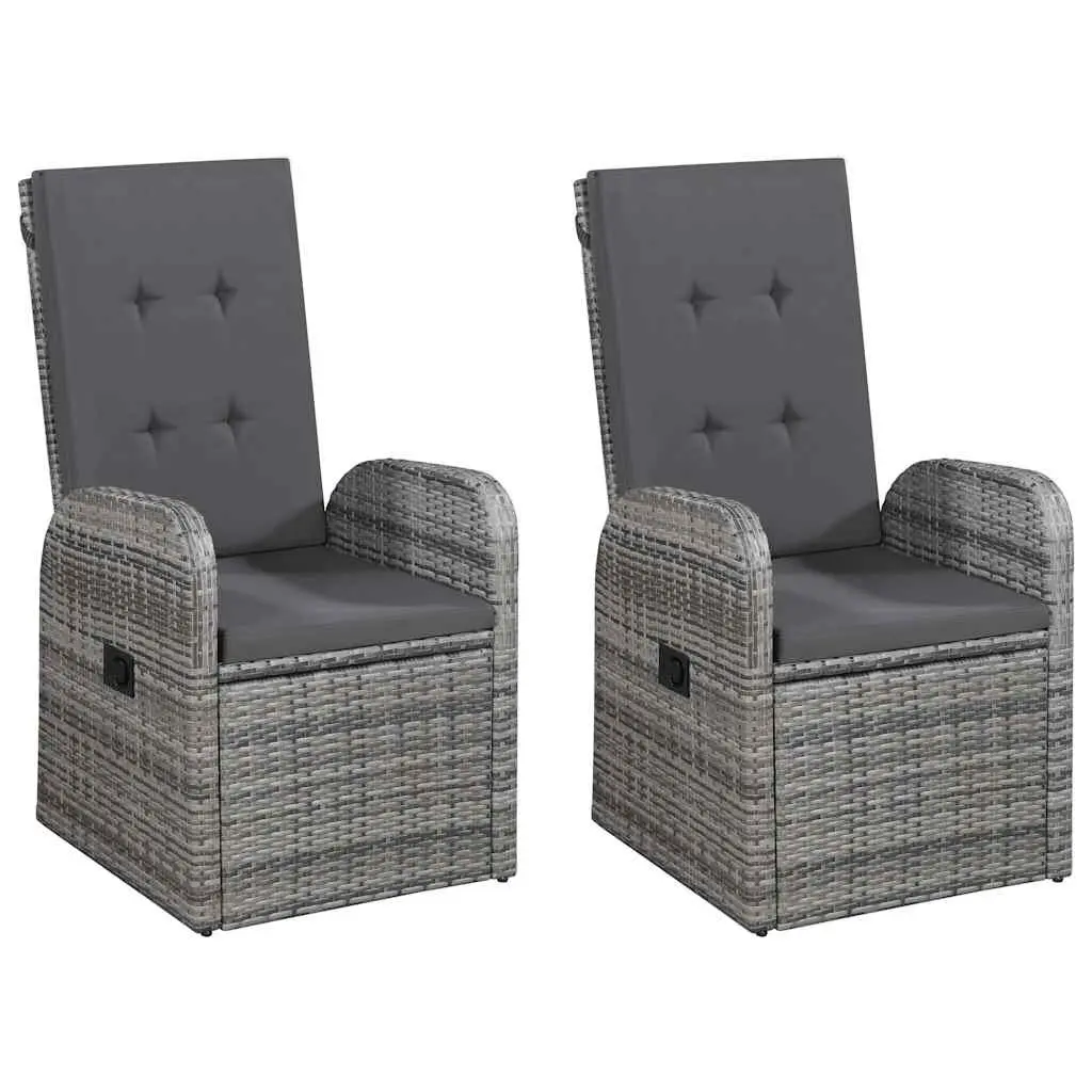 5-Piece Grey Garden Dining Set with Rattan Chairs