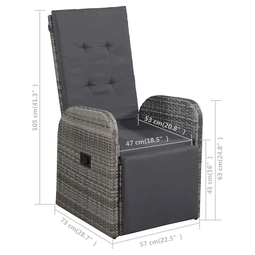 5-Piece Grey Garden Dining Set with Rattan Chairs