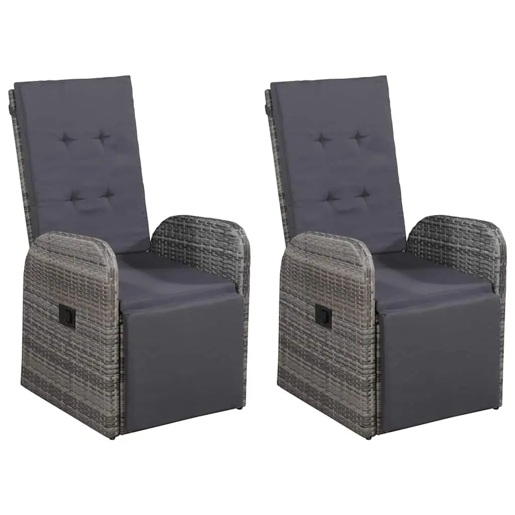 5-Piece Grey Garden Dining Set with Rattan Chairs