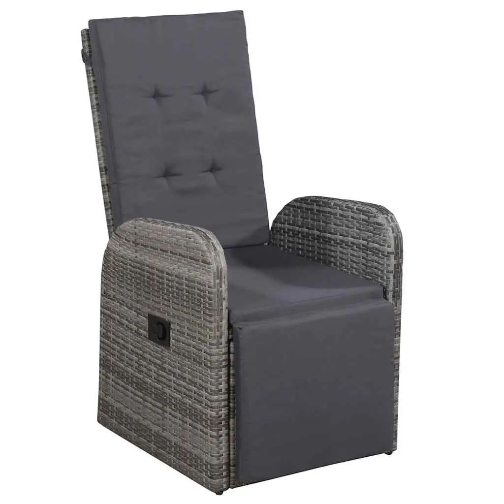 5-Piece Grey Garden Dining Set with Rattan Chairs