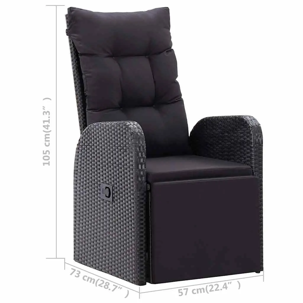 5 Piece Black Rattan Garden Dining Set