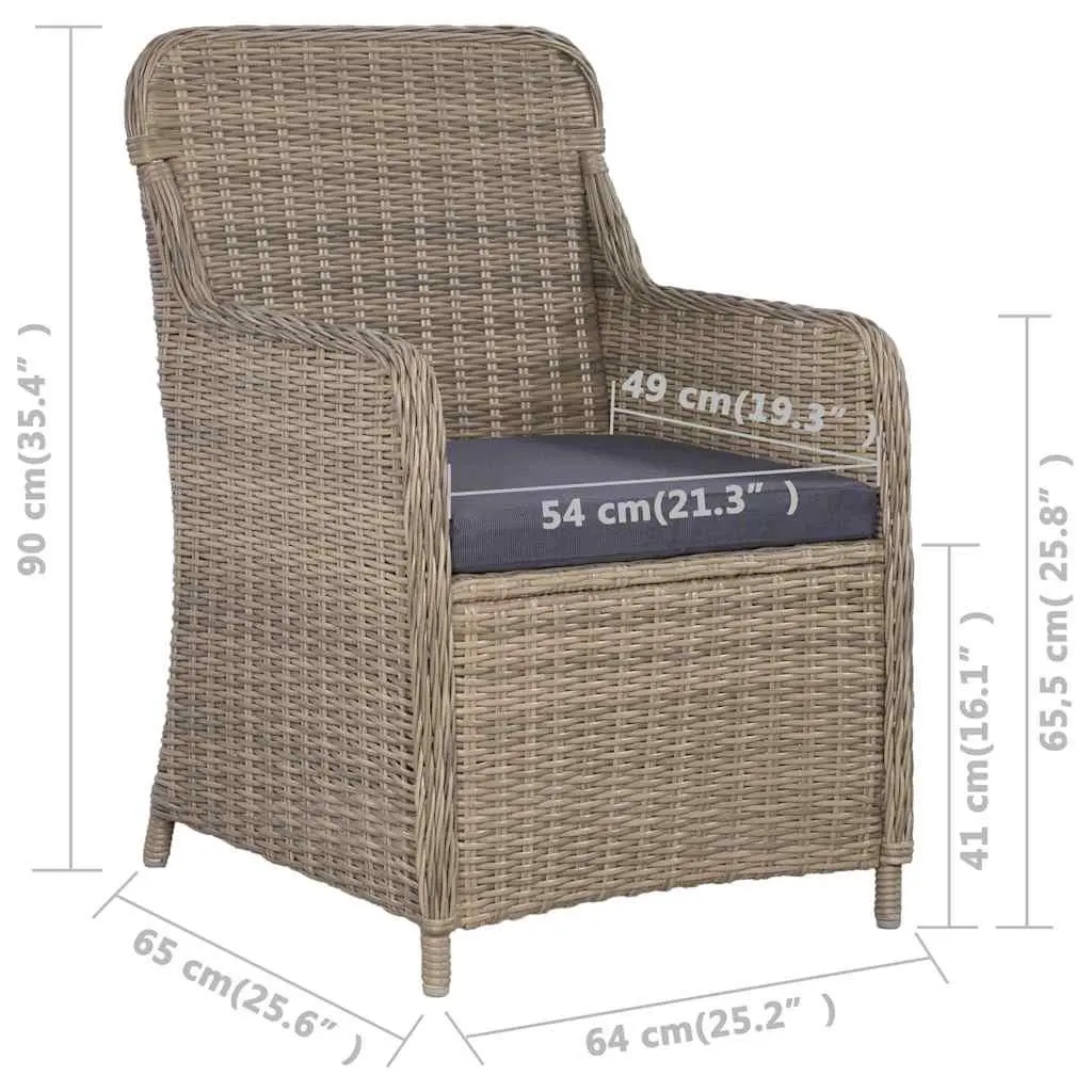 3 Piece Garden Dining Set in Brown