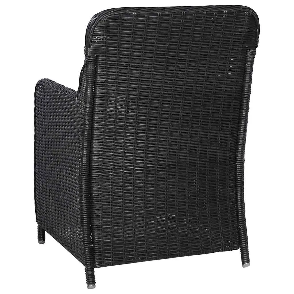 5 Piece Black Garden Dining Set with Cushions
