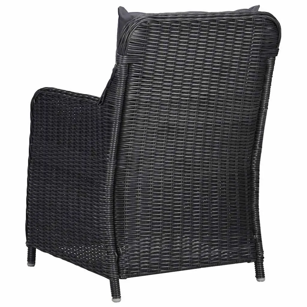 5 Piece Garden Dining Set Acacia Wood PE Rattan Black Outdoor Furniture Table Chairs
