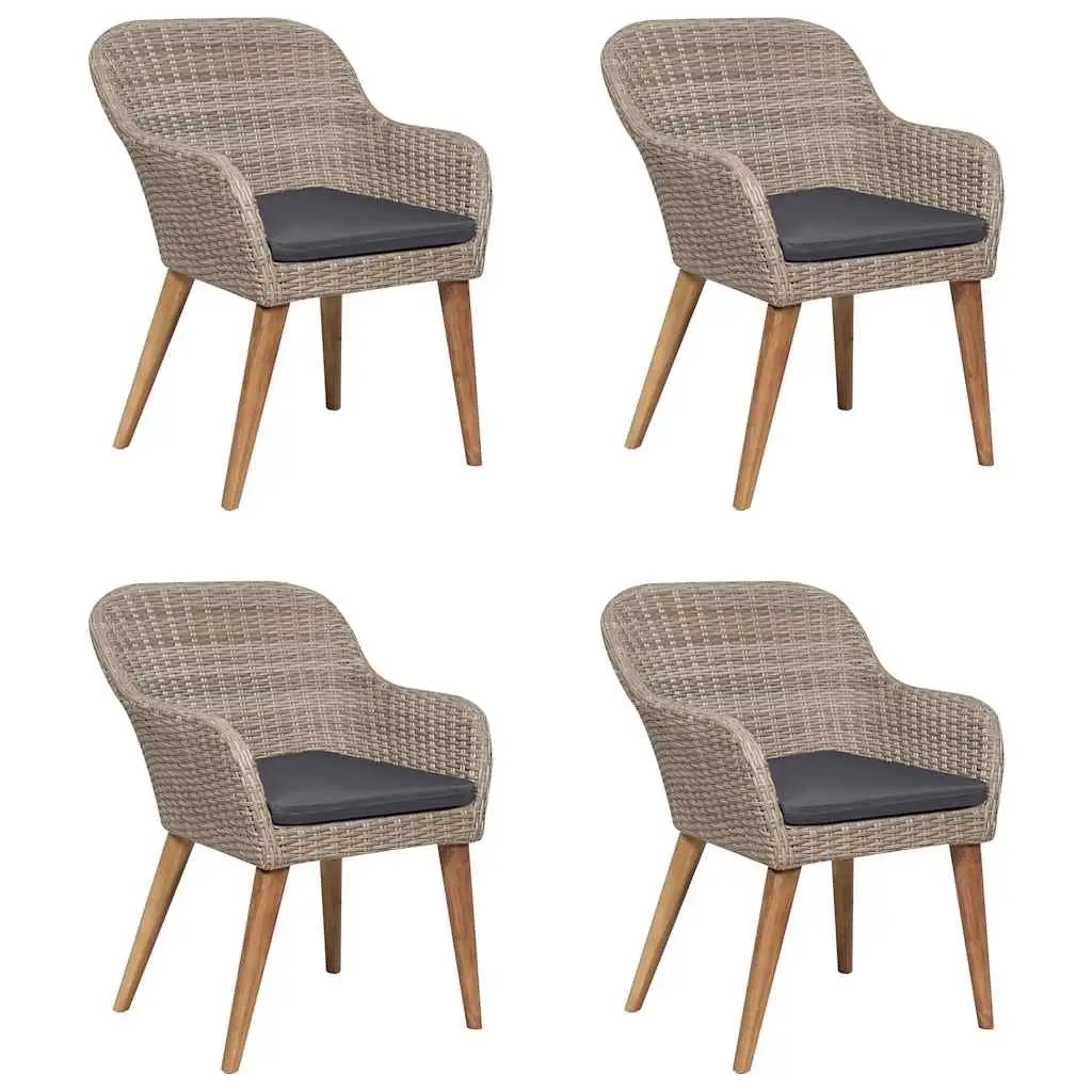 5 Piece Garden Dining Set in Brown Acacia Wood