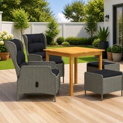 5-Piece Grey Garden Dining Set with Durable Build