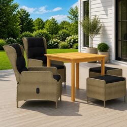 5-Piece Garden Dining Set with Solid Acacia Wood
