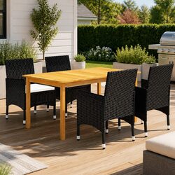 5-Piece Black Outdoor Dining Set with Sturdy Build
