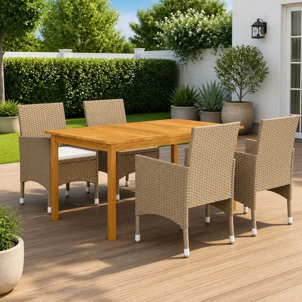 5 Piece Garden Dining Set with Cushions
