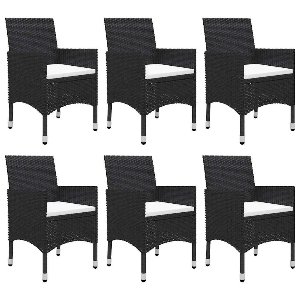 7 Piece Black Acacia Wood Outdoor Dining Set