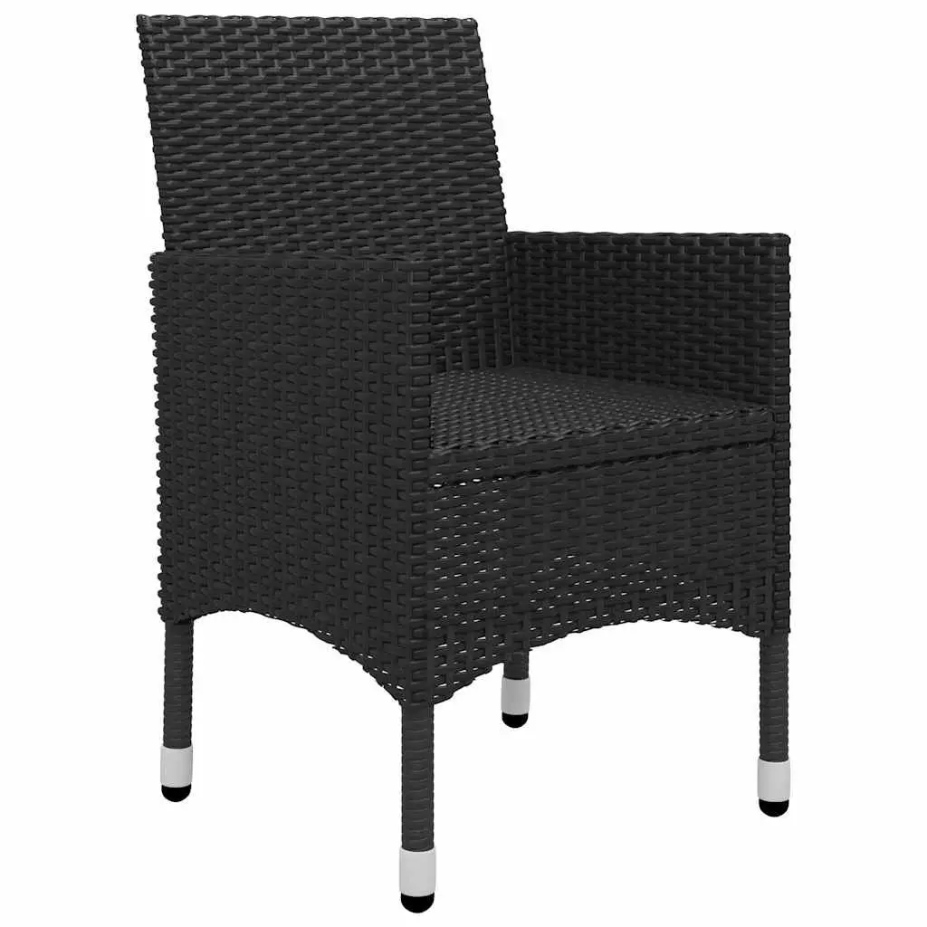 7 Piece Black Acacia Wood Outdoor Dining Set