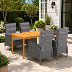 5-Piece Grey Outdoor Garden Dining Set for Patio