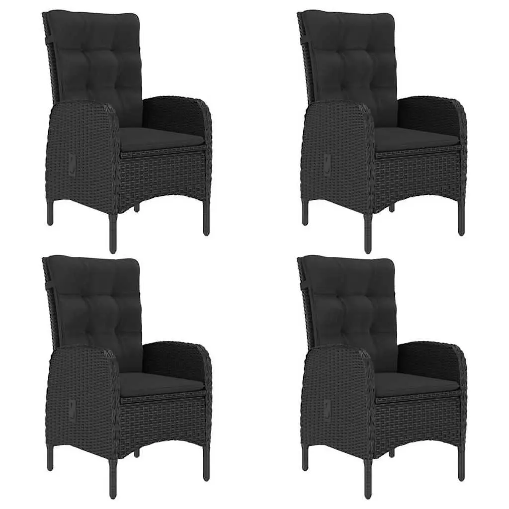 5-Piece Black Outdoor Dining Set with Cushions