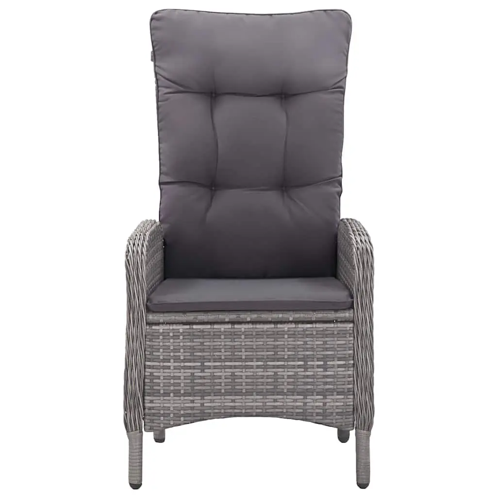 7 Piece Garden Dining Set Acacia Wood Steel Rattan Grey