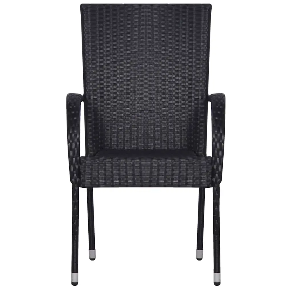 Outdoor Dining Set Acacia Wood Steel 7 Piece Black