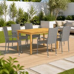 Durable 7 Piece Acacia Wood Dining Set for Outdoor Enjoyment