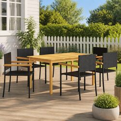 7-Piece Garden Dining Set with Acacia Wood Table
