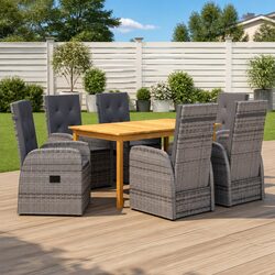 7-Piece Grey Garden Dining Set with Weather-Resistant Chairs