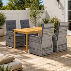 5-Piece Grey Acacia Wood Garden Dining Set