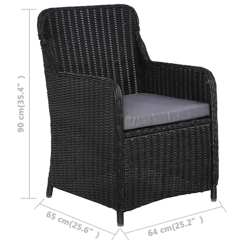 5-Piece Black Steel Rattan Garden Dining Set