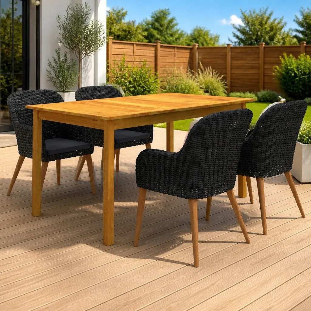 5 Piece Outdoor Dining Set with Cushions