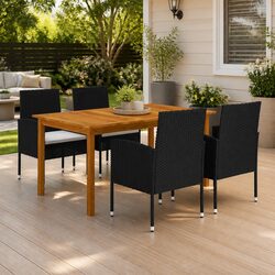 Durable 5 Piece Black Garden Dining Set with Steel Frame