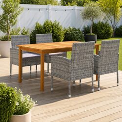 Premium 5 Piece Outdoor Dining Set with Rattan Chairs