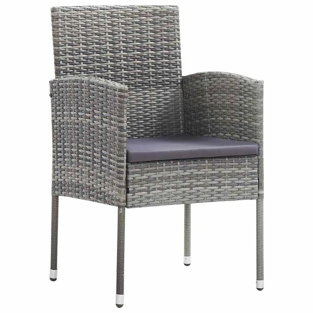 Garden Dining Set PE Rattan Steel Frame Solid Acacia Wood Table 5 Piece Grey