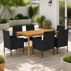 Sturdy 7 Piece Garden Dining Set with Rattan Steel Frame