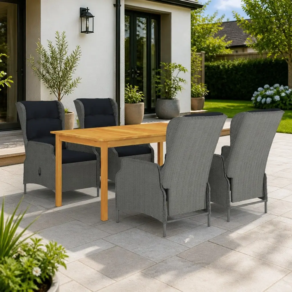 5 Piece Light Grey Garden Dining Set