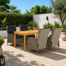 Sturdy Brown 5-Piece Garden Dining Set for Outdoors