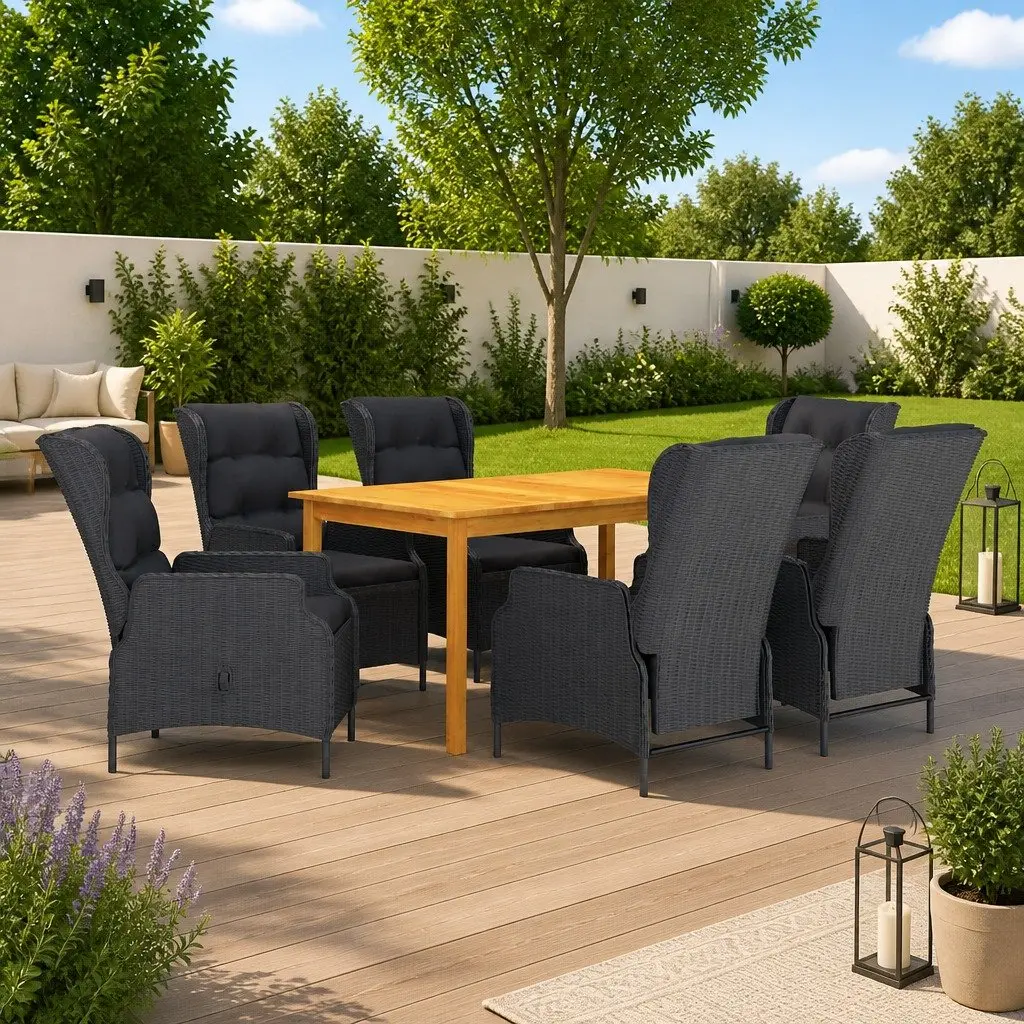 Outdoor 7-Piece Dining Set with Durable Acacia Table