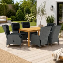 7 Piece Grey Outdoor Dining Set with Steel Frame