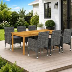 Stylish 7 Piece Grey Outdoor Dining Set with Cushions