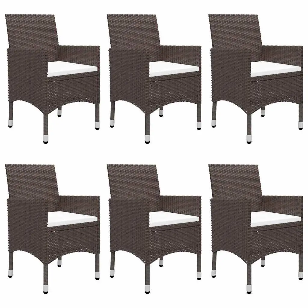 7 Piece Garden Dining Set Outdoor Table Chairs Rattan Brown Patio Furniture