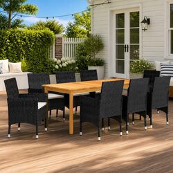 Durable 9 Piece Outdoor Dining Set with Cushions