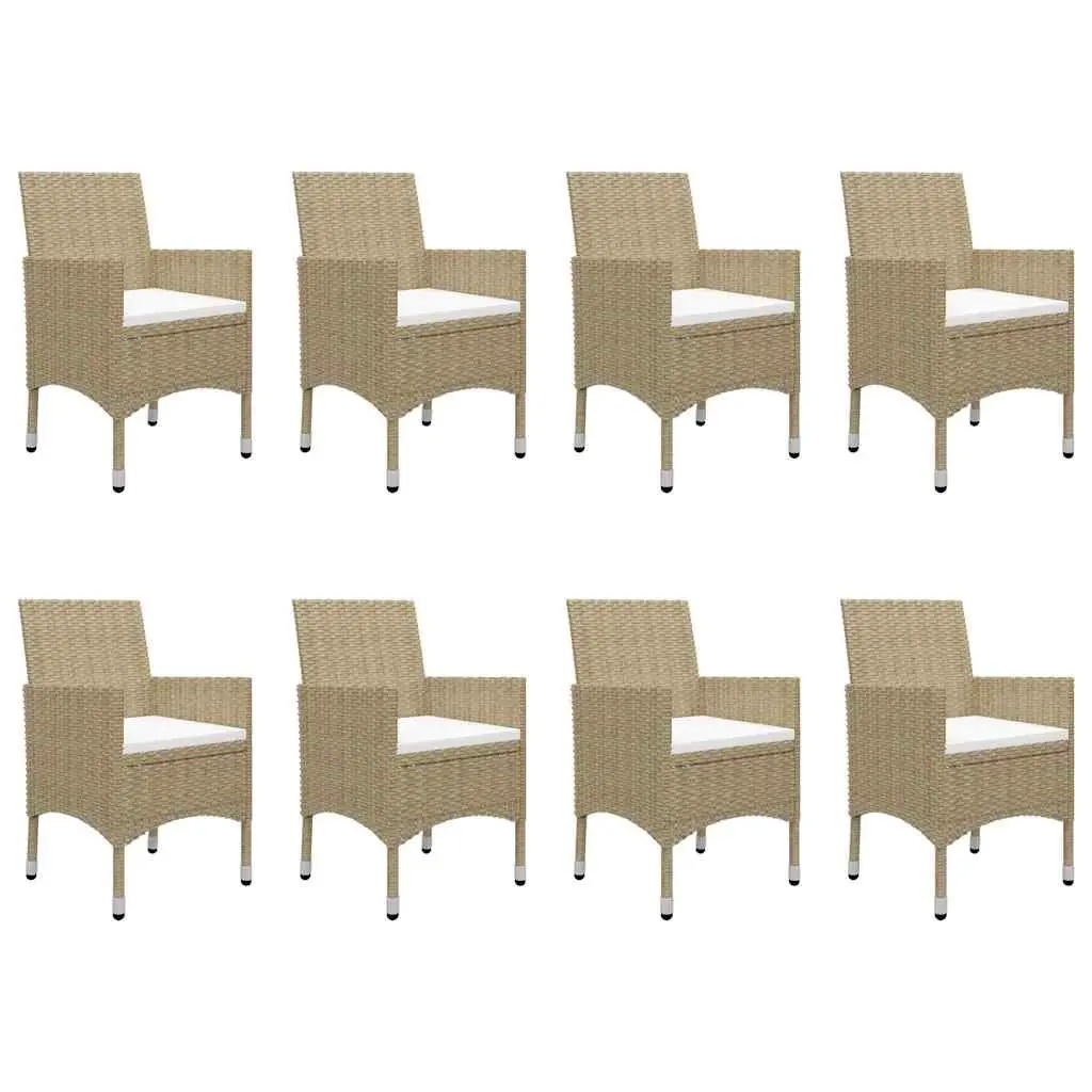 9-Piece Outdoor Dining Set with Beige Rattan Chairs