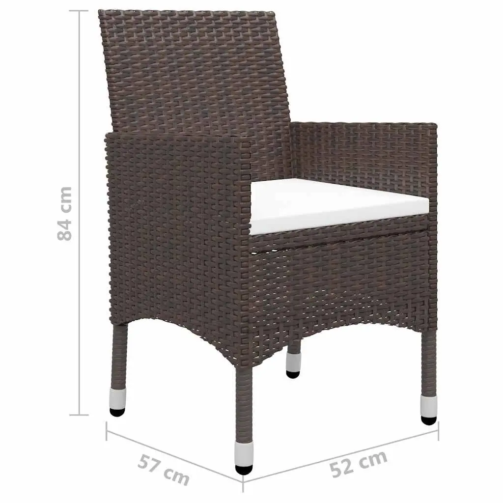 9 Piece Rattan Outdoor Dining Set in Brown