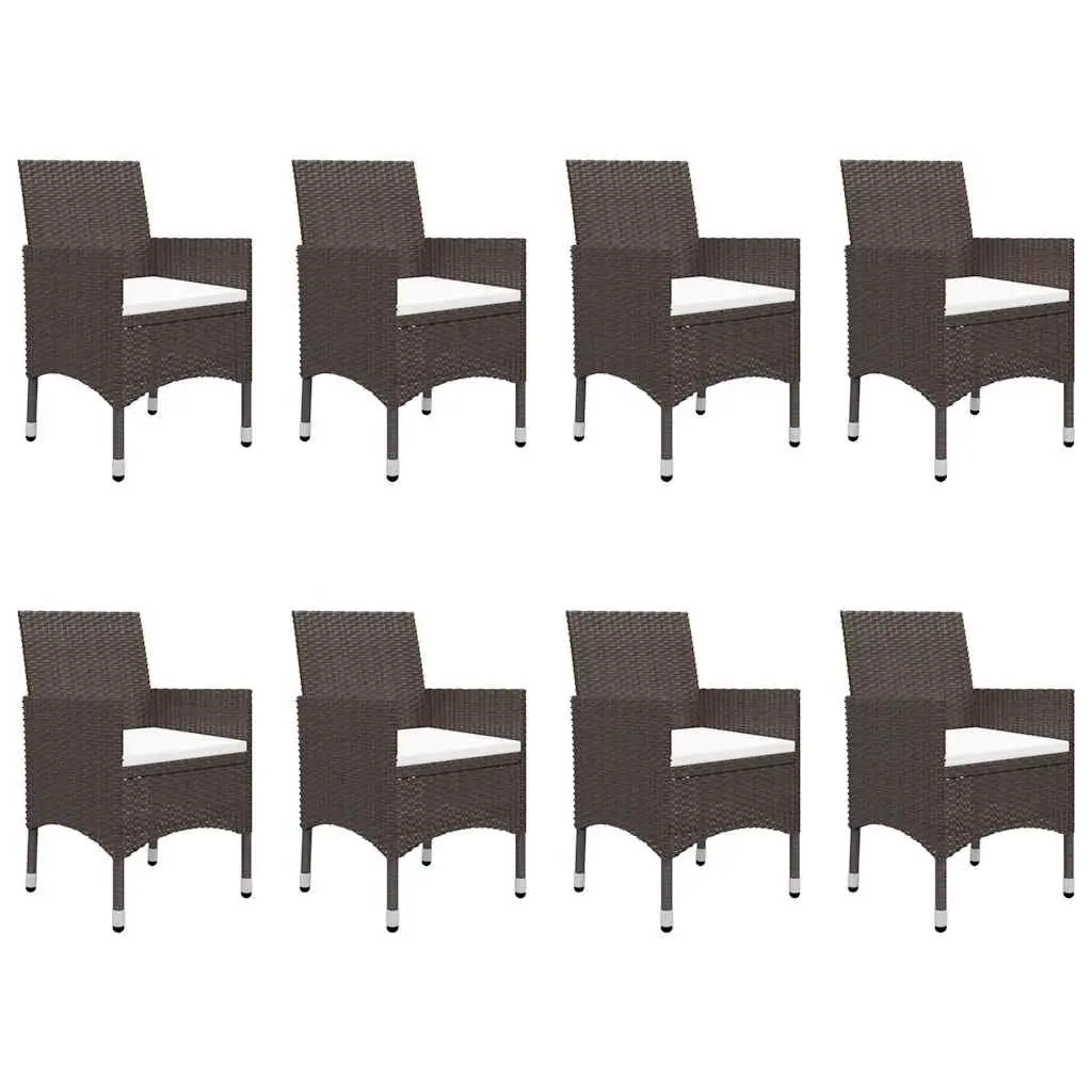 9 Piece Rattan Outdoor Dining Set in Brown