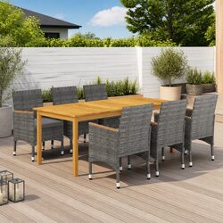 Sturdy 7 Piece Garden Dining Set in Grey
