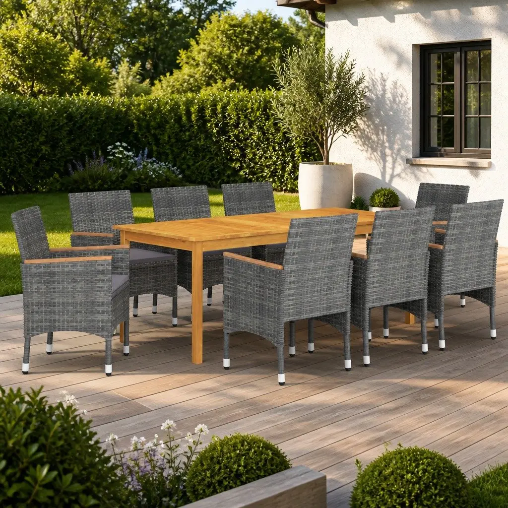9 Piece Garden Dining Set for Outdoor Spaces
