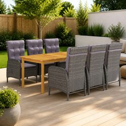 Exceptional 7-Piece Outdoor Dining Set with Grey Rattan