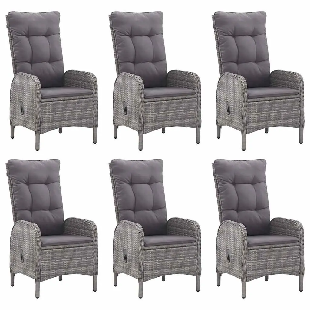 Garden Dining Set 7 Piece Outdoor Furniture Table Chairs Grey Rattan