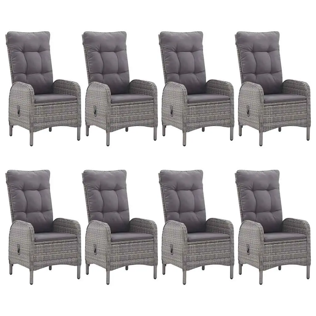 9-Piece Garden Dining Set Grey Rattan