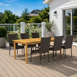 Sturdy 7 Piece Garden Dining Set with Acacia Wood Table