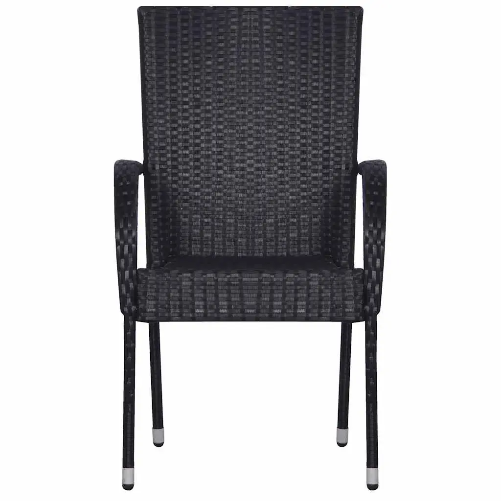 9 Piece Garden Dining Set Acacia Wood Table Powder-Coated Steel Chairs Black