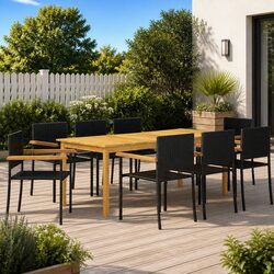 Stylish 9 Piece Black Garden Dining Set with Durable Build