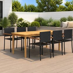 7-Piece Outdoor Dining Set with Acacia Wood Table