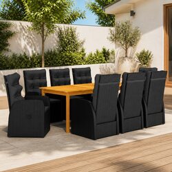 Sturdy 9-Piece Outdoor Dining Set with Rattan Chairs